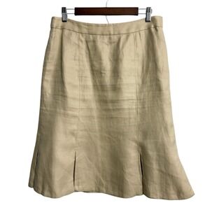 Lauren Ralph Lauren linen skirt women's 10 tan neutral trumpet beachy coastal